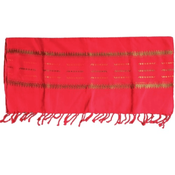 Handmade Cotton Dupatta - Red view 2