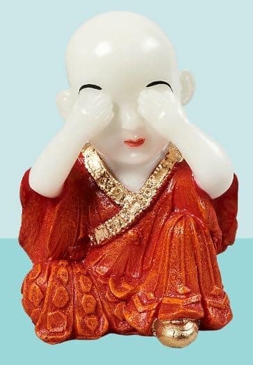Orange & White Fibre Three Monk Statue Set view 2