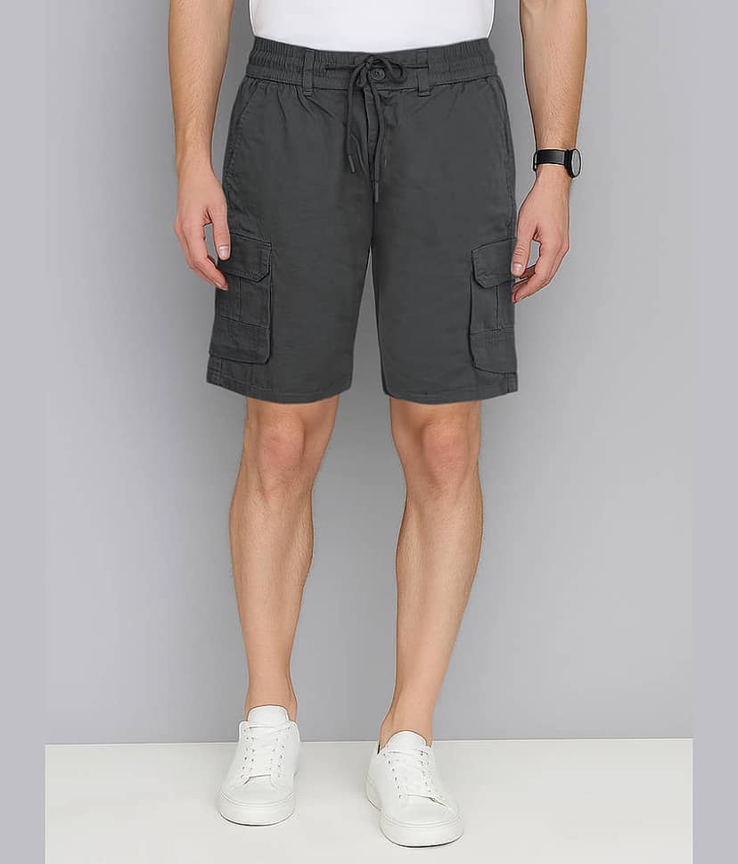 plounge Dark Grey Cotton Blend Men's Shorts ( Pack of 1 )