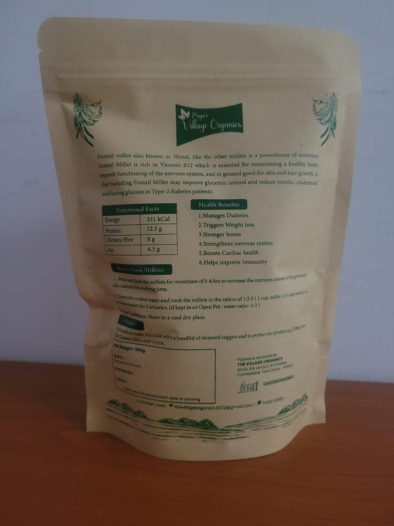 The Village Organics Unpolished Foxtail Millets Grain- Unpolished /100% Natural and Gluten Free/High Fibre Than Rice view 3