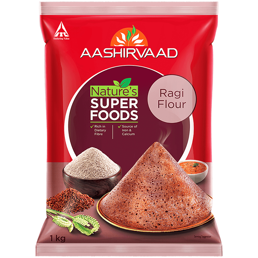 Aashirvaad Nature's Super Foods - Ragi Flour/Ragi Hittu, 1 Kg Pouch view 2