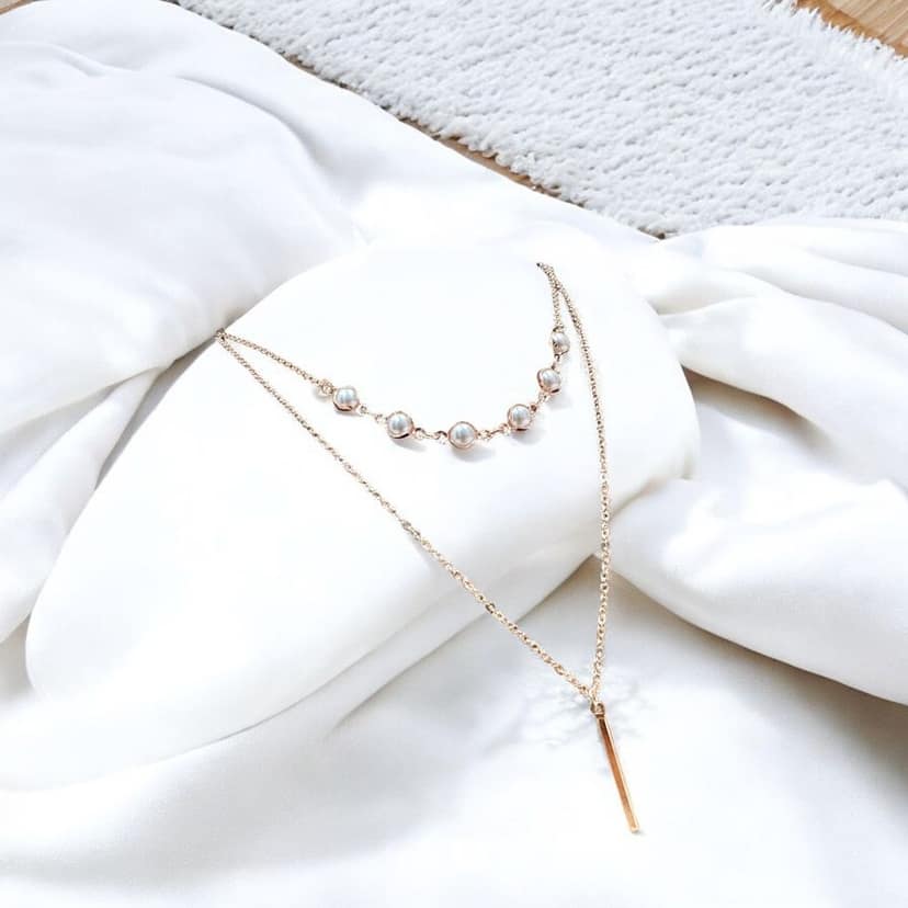 Double Line Chain Necklace - Minimalist Chic- By AMIT CHAUHAN AND SONS view 2