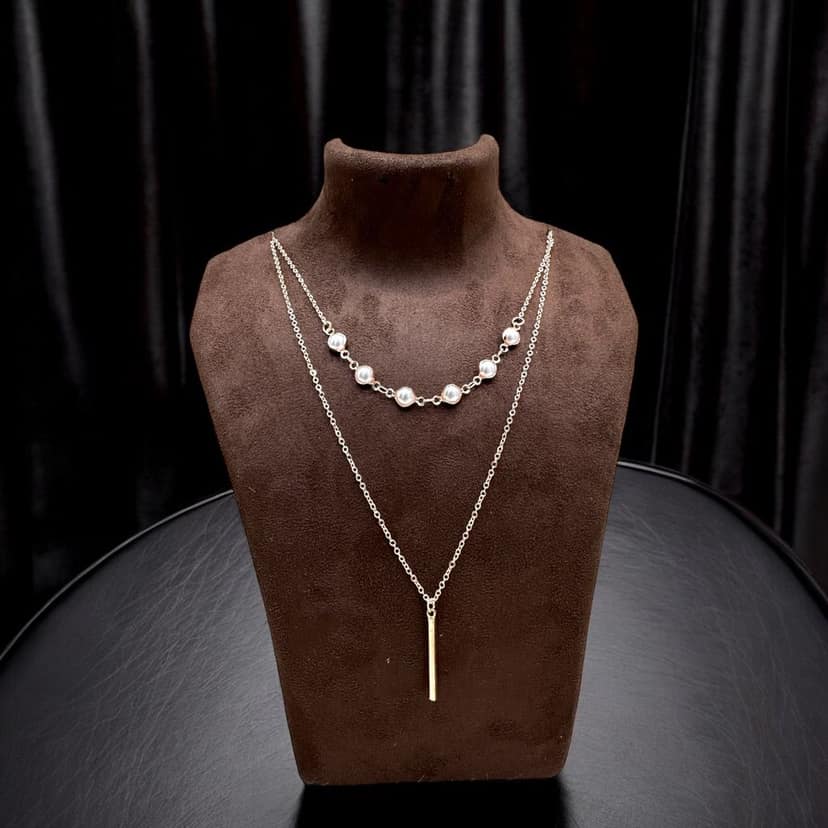 Double Line Chain Necklace - Minimalist Chic- By AMIT CHAUHAN AND SONS view 3
