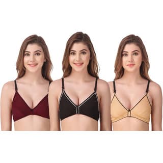 Empisto Branded Brown,Skin,Black color Cotton Fabric Line Bra