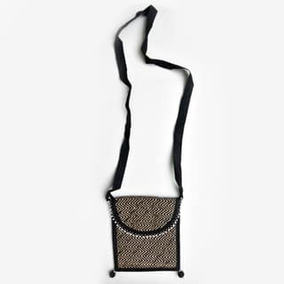Tribes India Handcrafted Cotton, Spoange & Jeco Beeds Black Purse