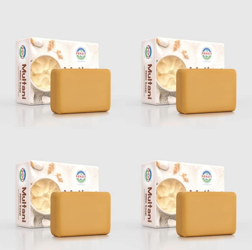 Pure Multani Mitti Organic Handmade Soap Bar (Value Pack - 100 g) – Cold-Pressed Oils, Natural Rose Water & Organic Botanicals, Sulfate & Paraben Free, Ayurvedic Herbal Cleanser for All Skin Types – Exfoliating & Moisturizing