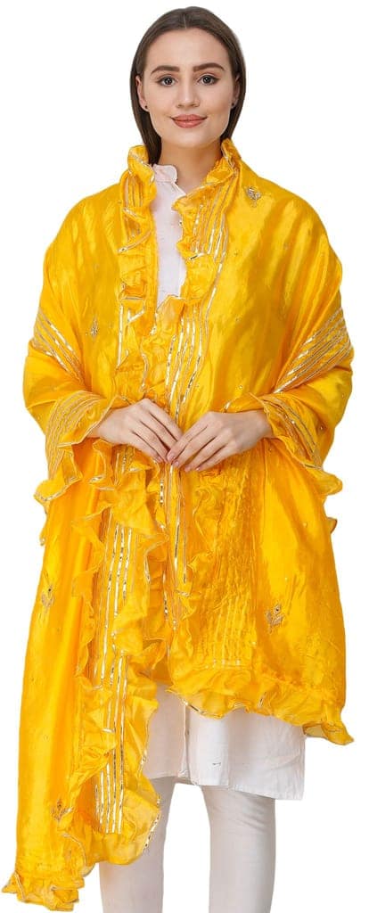 Zinnia Dupatta from Amritsar with Gota Patches and Frill Border view 2