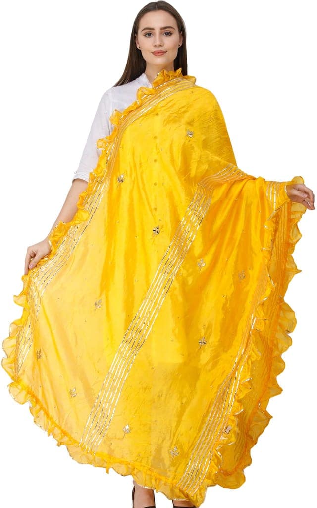 Zinnia Dupatta from Amritsar with Gota Patches and Frill Border view 4
