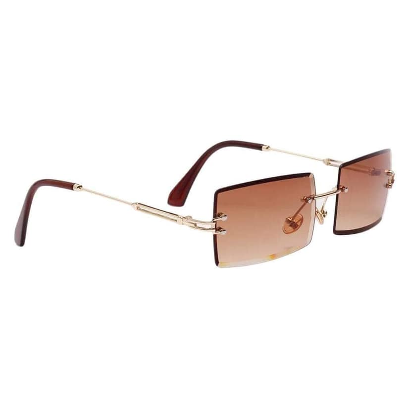 Eyenaks Retro Vintage Narrow Rectangular Abstract Unisex Sunglasses UV400 Protected Pack of 1 (Light Brown) view 3