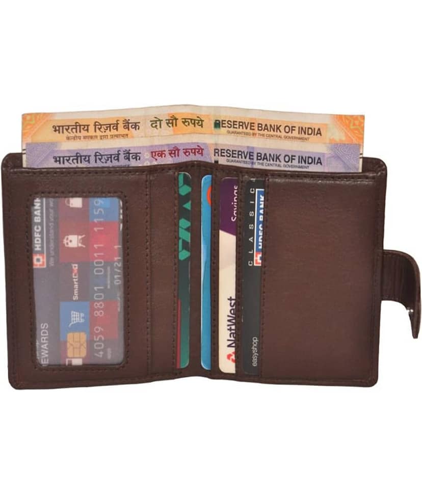 RFID Protected Genuine Brown Leather Credit Card Holder with Loop Clouser