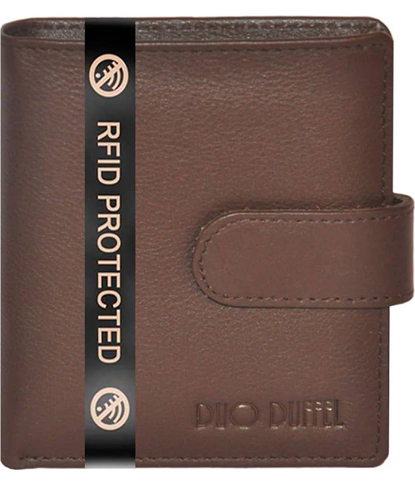 RFID Protected Genuine Brown Leather Credit Card Holder with Loop Clouser view 2