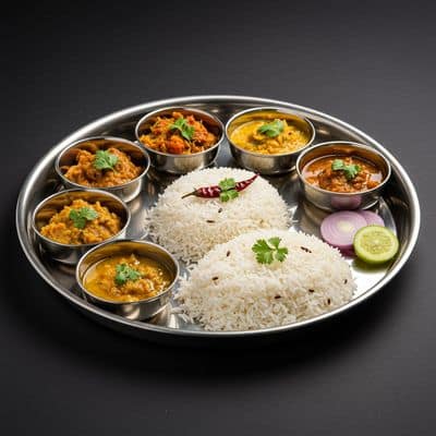 White Jeera Ghee Rice Thali