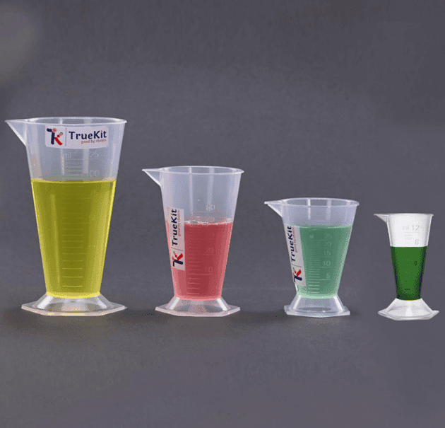 TRUEKIT Transparent Plastic Measuring Beaker Cup Conical Measure with Graduation Marks. (12ml+25ml+50ml+125ml) view 2