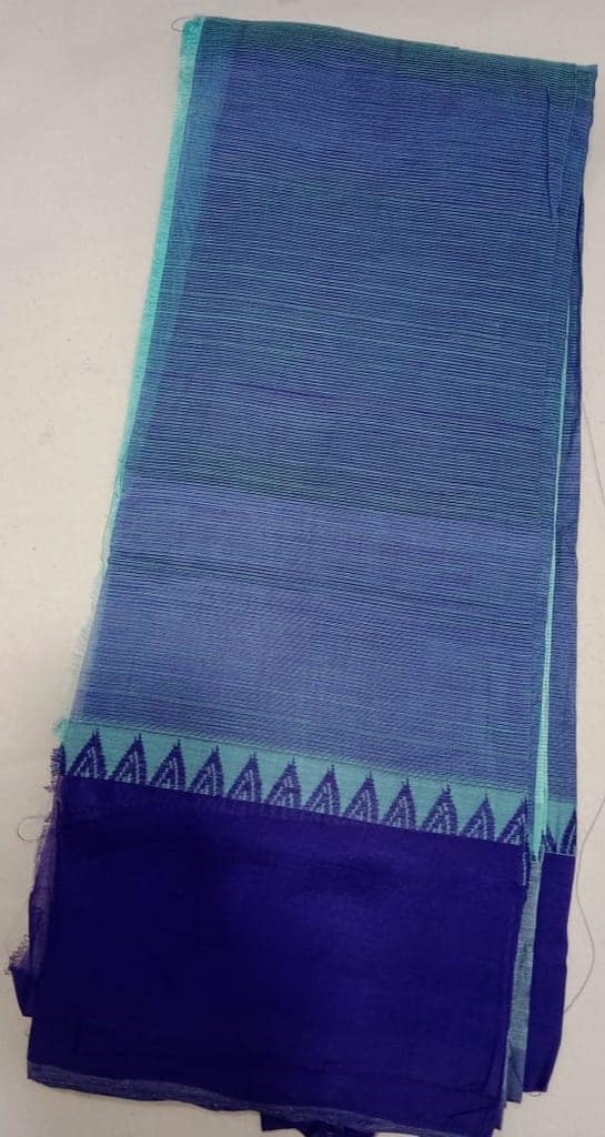 Blue and Purple Plain Saree With Blouse Piece view 2