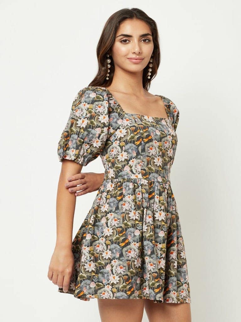 Black Lotus Linen Dress view 3