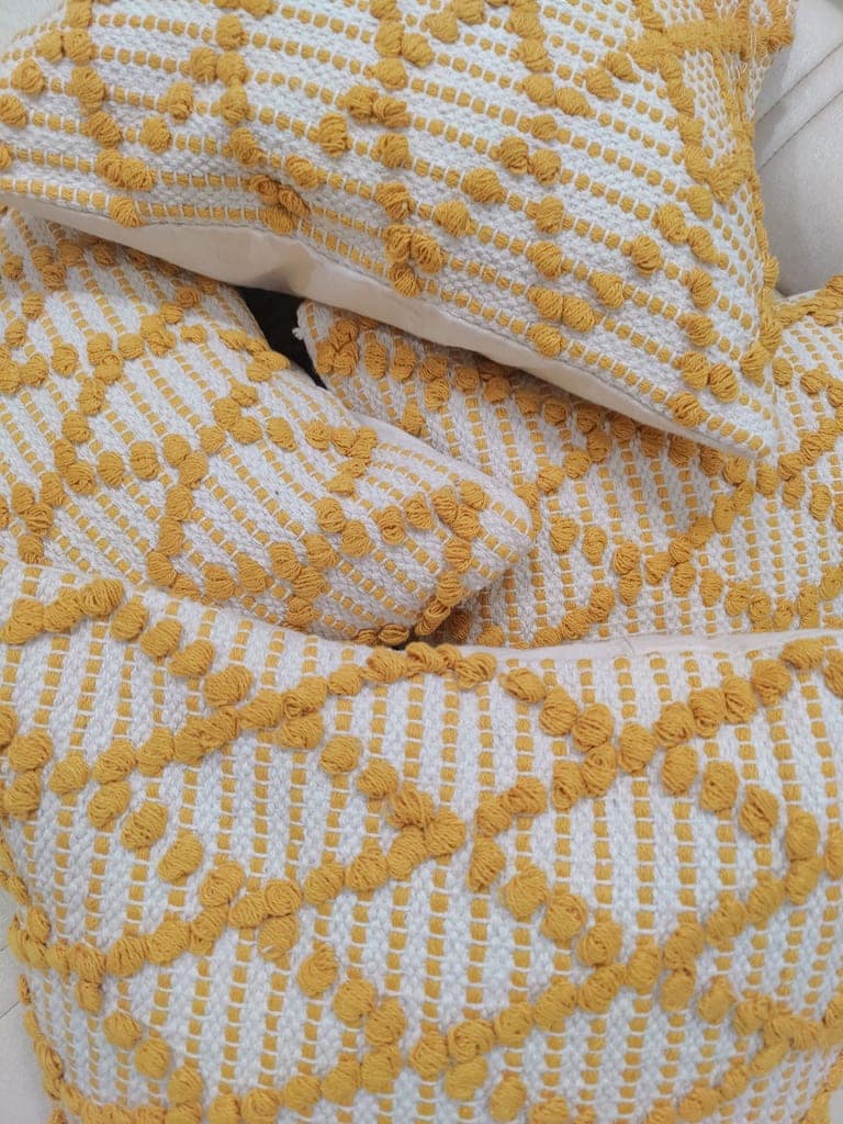 BulkySanta handtufted Cotton Cushion Covers for Sofa, 16 in x 16 in (Diamond Yellow) view 2