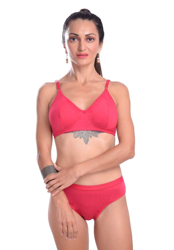 Plain Pure Cotton Bikini Bra Panty set view 6