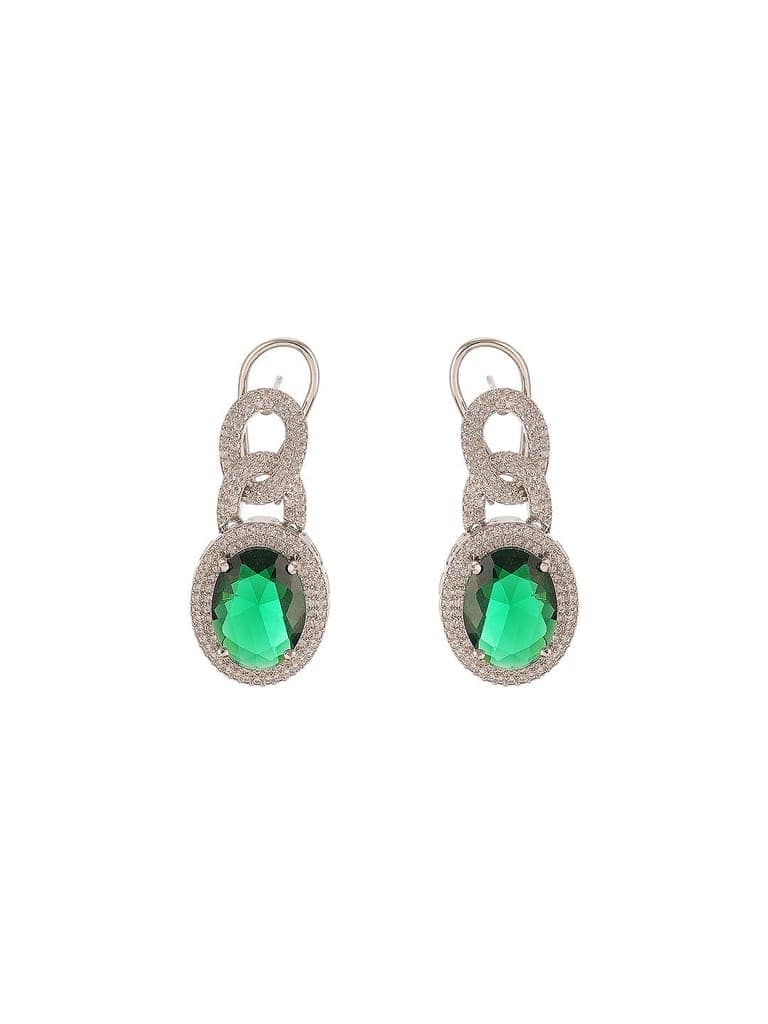 Silver Plated Emerald Green AD Studded Cocktail Link Jewellery Set view 7