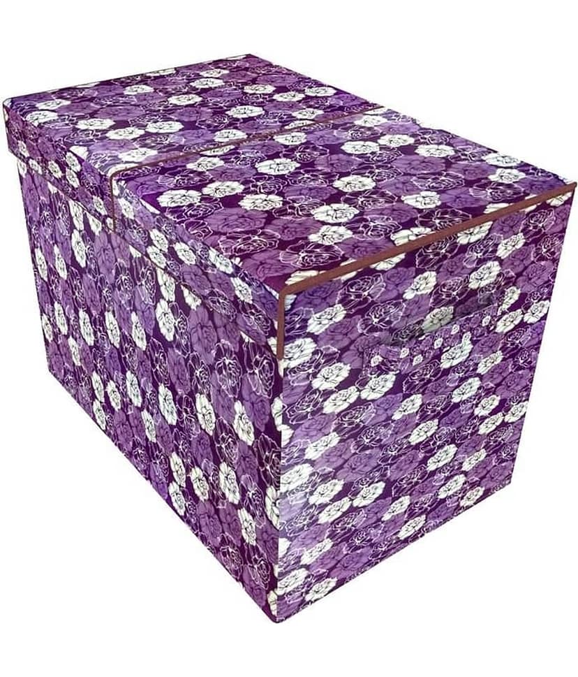 Home Candy Purple Floral Foldable Multi Utility Storage Box view 2
