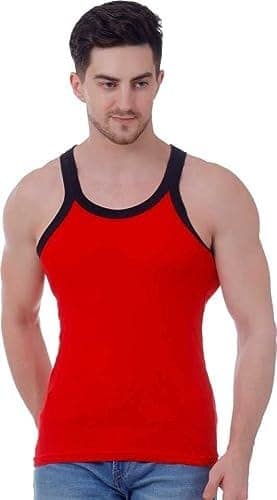 Pack of 5 Men Cotton Color Gym Vest|Machine Wash|Fitted|Modern fit vest view 4