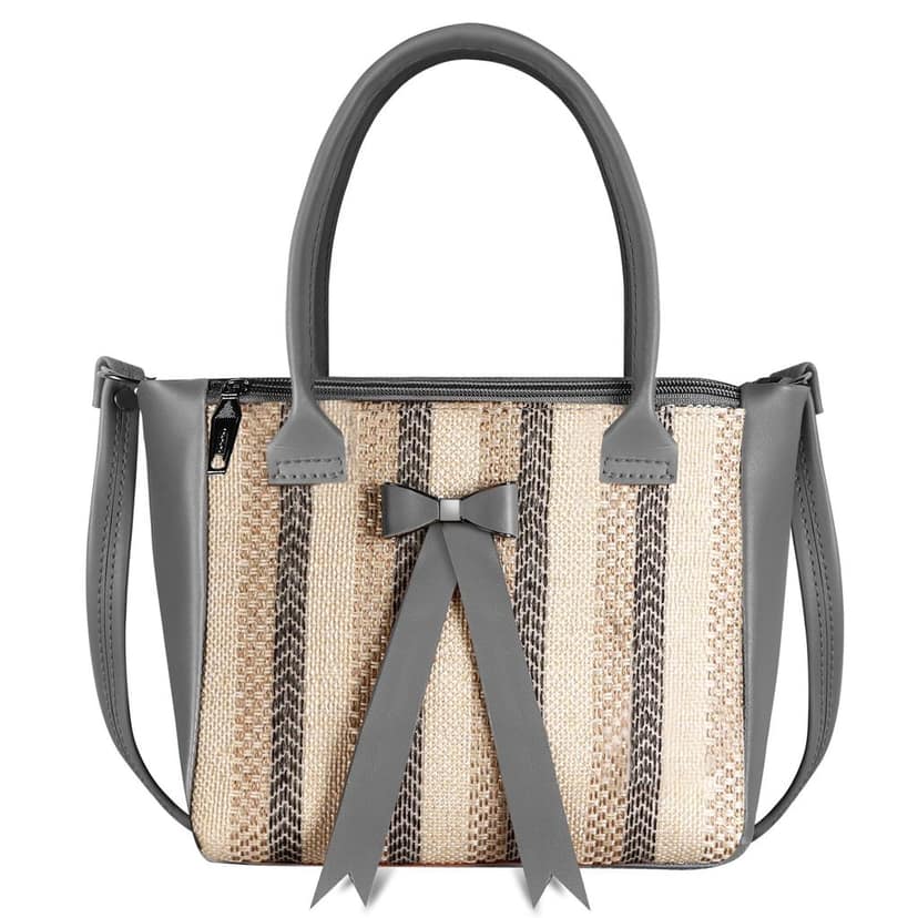 Grey Glamorous Faux Leather Handbag For Women And Girls HB24