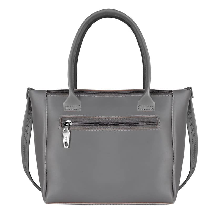 Grey Glamorous Faux Leather Handbag For Women And Girls HB24 view 3