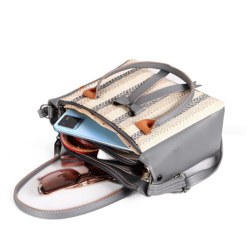 Grey Glamorous Faux Leather Handbag For Women And Girls HB24 view 4