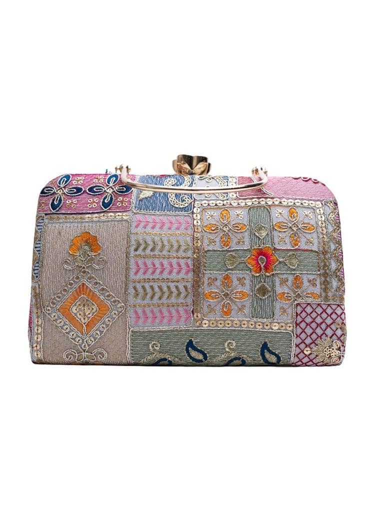 Vdesi Floral Motif White Clutch