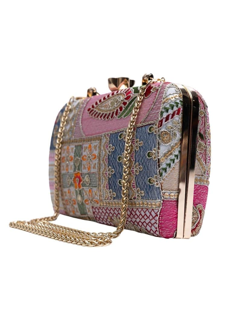 Vdesi Floral Motif White Clutch view 2