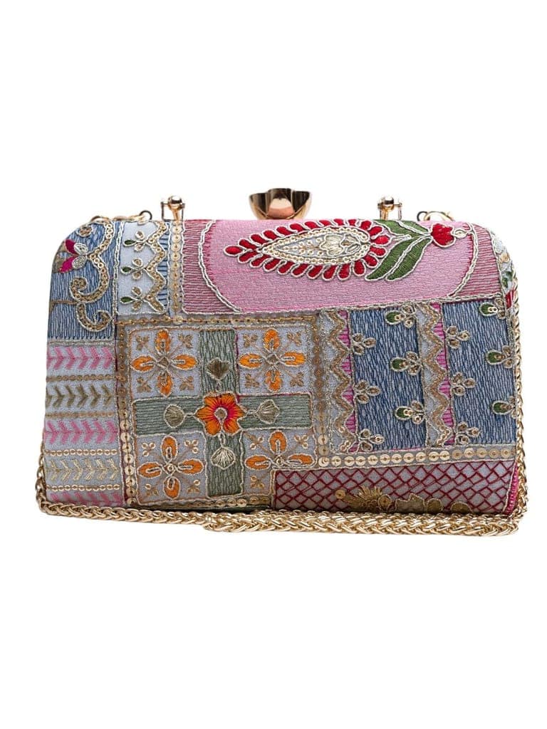 Vdesi Floral Motif White Clutch view 3