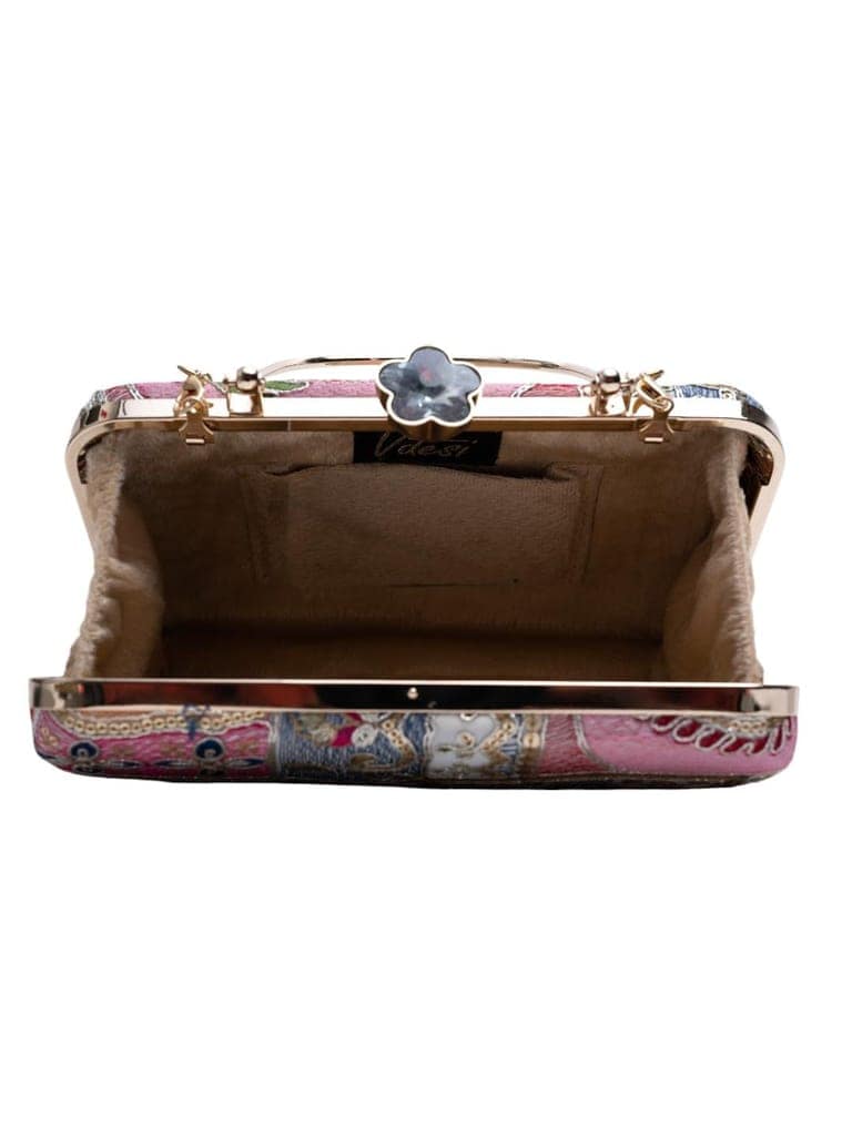 Vdesi Floral Motif White Clutch view 4