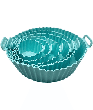 6 pcs. Reusable Air Fryer Silicone Pot Liners | Non-Stick Heat-Resistant Basket Baking Trays | Airfryer Oven Accessories | Dishwasher Safe | Multicolor | (Pack of 1)