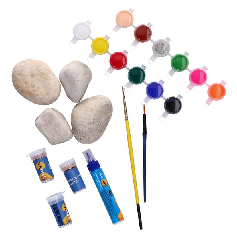 Navneet Youva Rock Painting Creative Reusable Kit with Colouring Sets, Art Project for Children, Multi Coloured, (35271) view 3