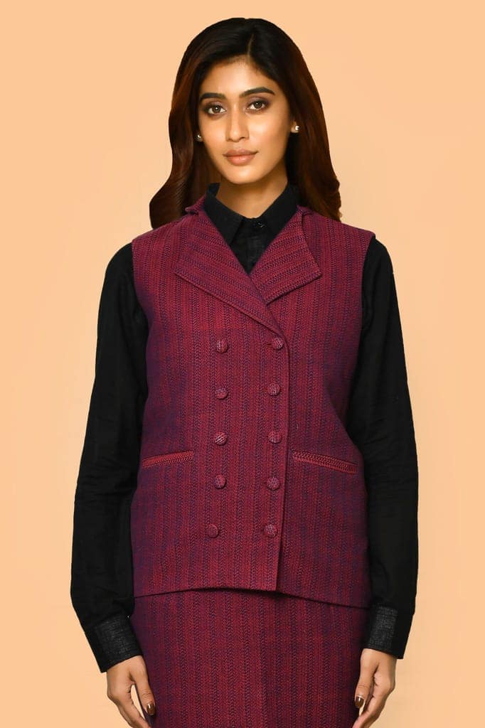 Trisha handloom pure cotton jacket for women view 3