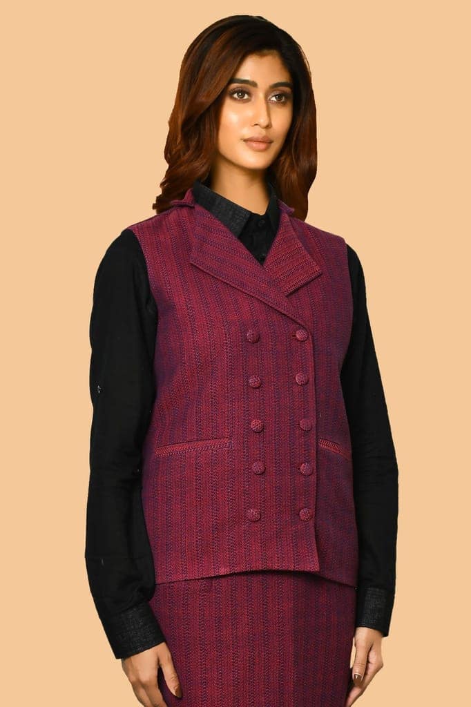 Trisha handloom pure cotton jacket for women view 4