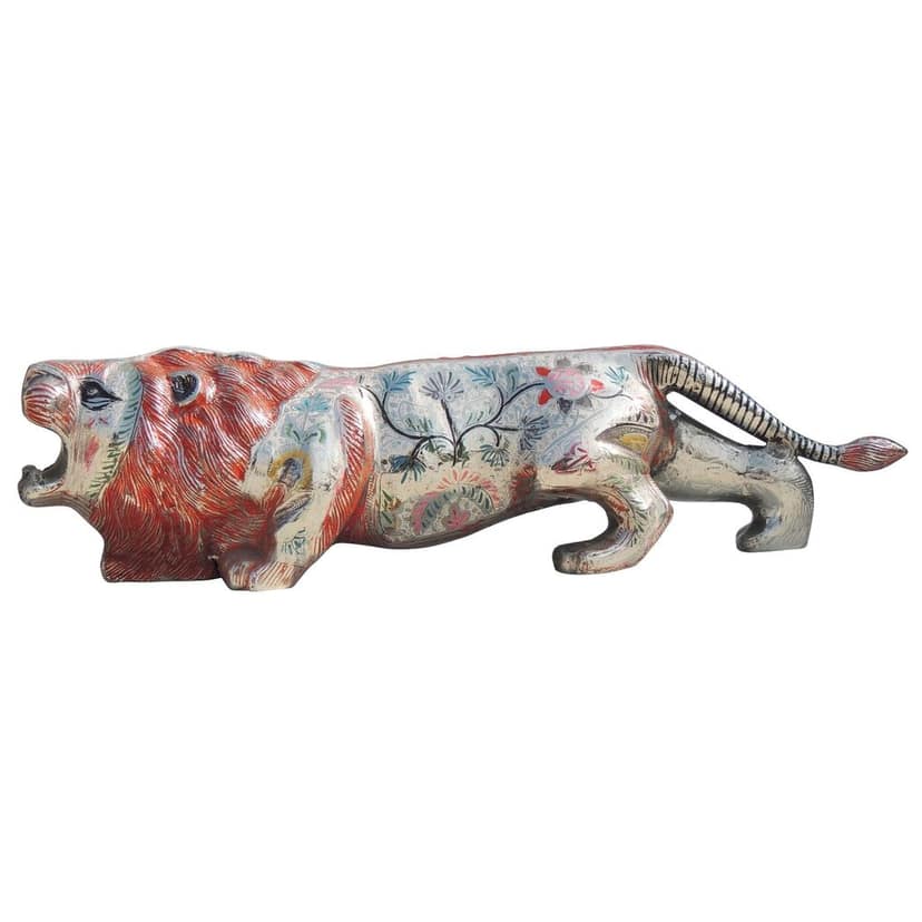 Brass Lion Showpiece for Home Decor ? Premium Handcrafted Brass Animal Statue, Height : 5.5 Inch (ANMAS025) view 2