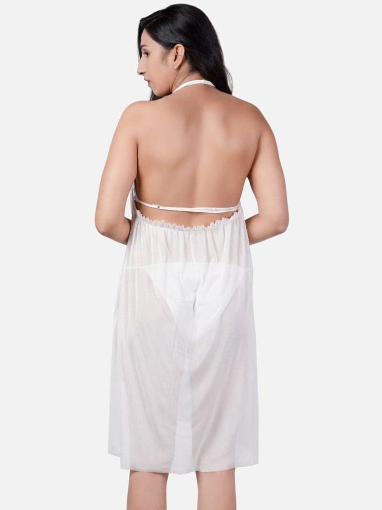 Sheer Net Hot White Babydoll Bikini Night Dress for Honeymoon K7RA view 5