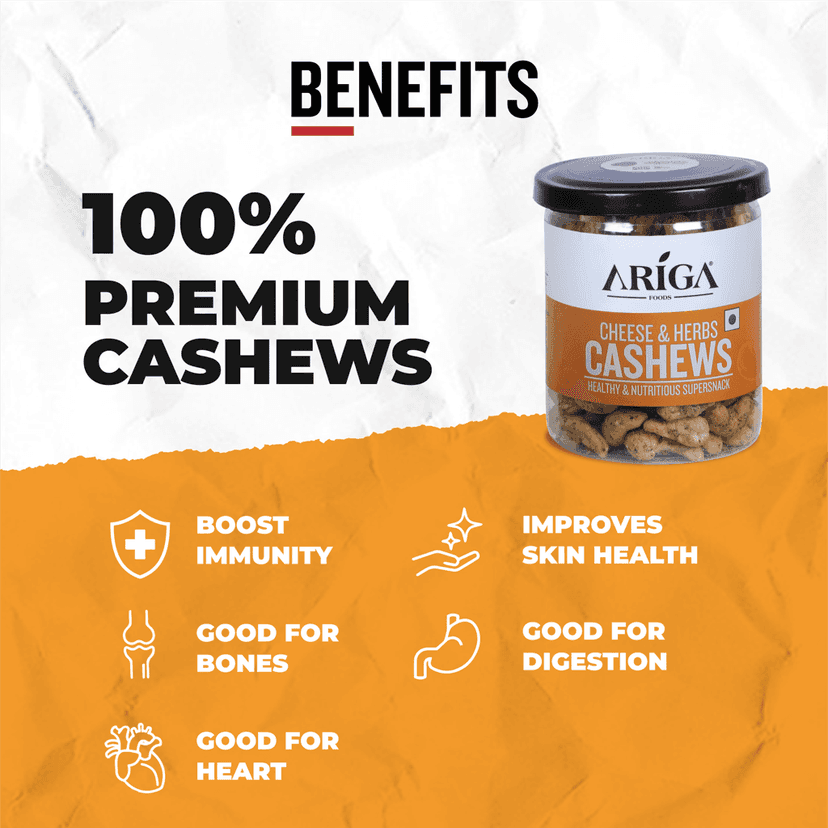 Ariga Foods Cheese & Herbs Roasted Kaju | Cashews (200 g) view 4