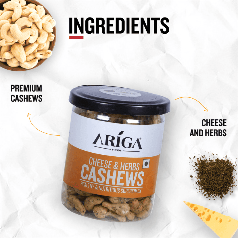 Ariga Foods Cheese & Herbs Roasted Kaju | Cashews (200 g) view 5
