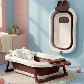 StarAndDaisy Bath Tub for Baby 0-3 Years/Foldable Bath tub for Kids with Cushion, Space Saving Design, Newborn Baby Folding Bathing Tub Girls & Boys, Easy to Store -Brown StarAndDaisy Bath Tub for Baby 0-3 Years/Foldable Bath tub for Kids with Cushion, S