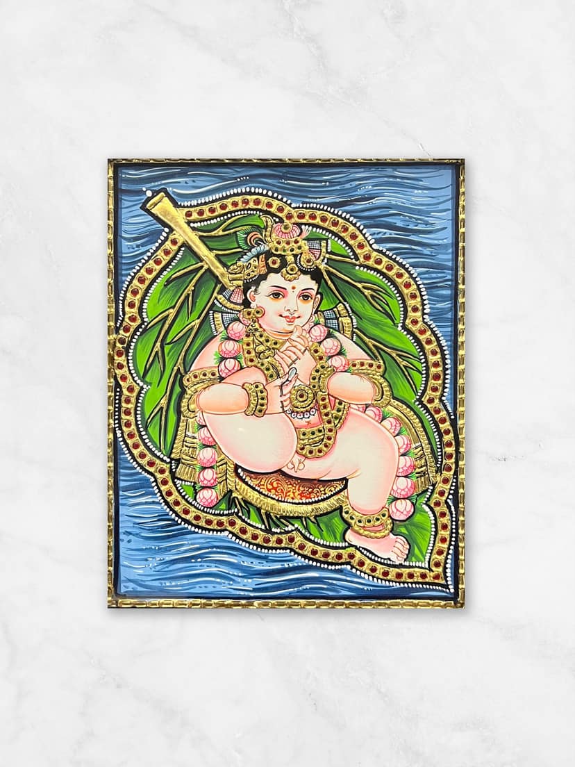 Leaf Krishna - Without Frame 10 x 8