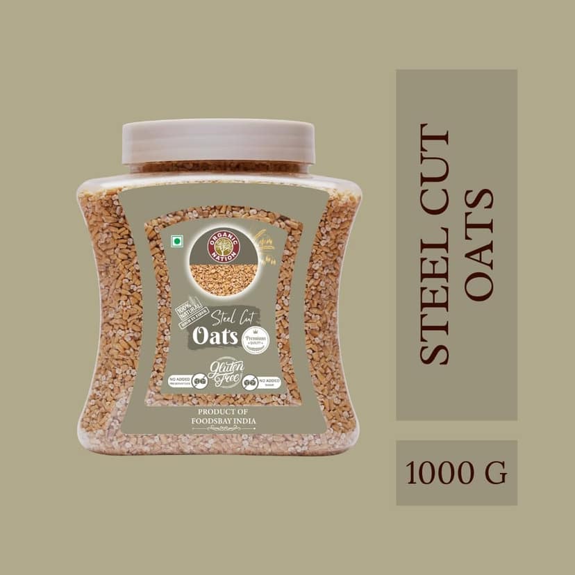 Organic Nation Steel Cut Oats 1kg | 100% Whole Grain Oats | Gluten-Free | Healthy Breakfast view 3