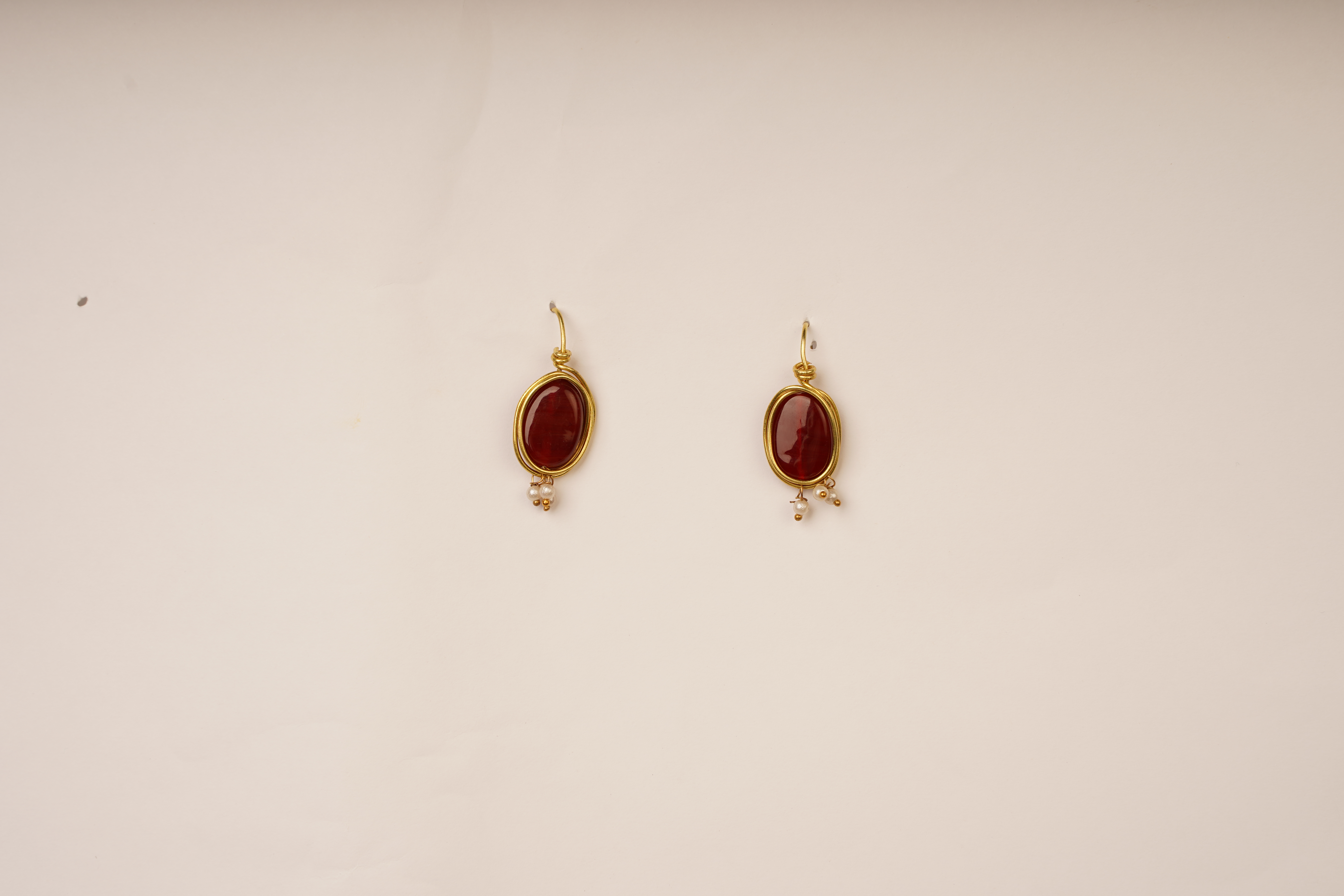 Handmade Glass Bead Earrings with Brass Wire for Women view 2