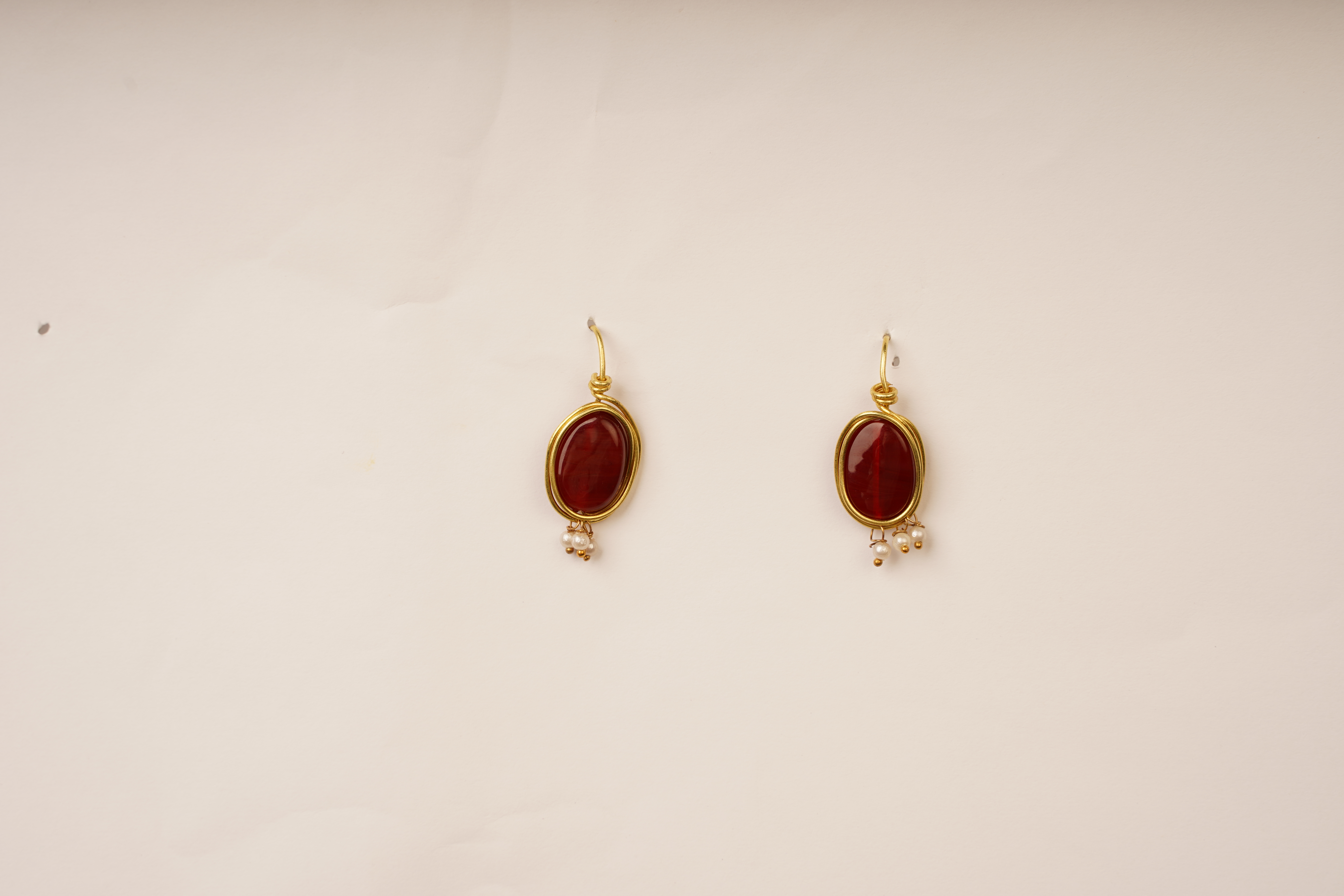 Handmade Glass Bead Earrings with Brass Wire for Women view 3