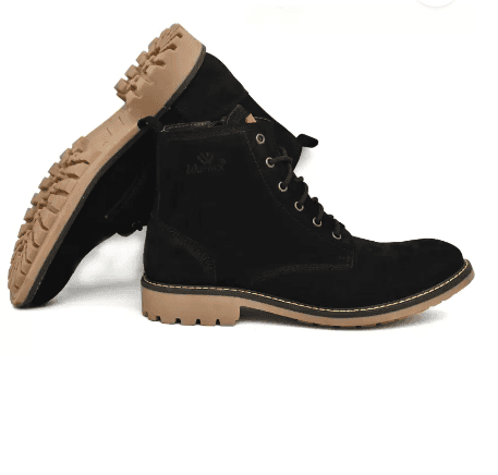 Warnex Zelt High quality Italian suede leather side zip casual Boots For Men (Black , 9)