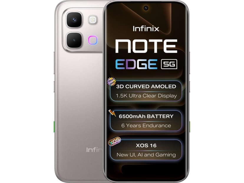 Infinix Note Edge Smartphone, 6GB RAM, 128GB Storage - Lunar Titanium