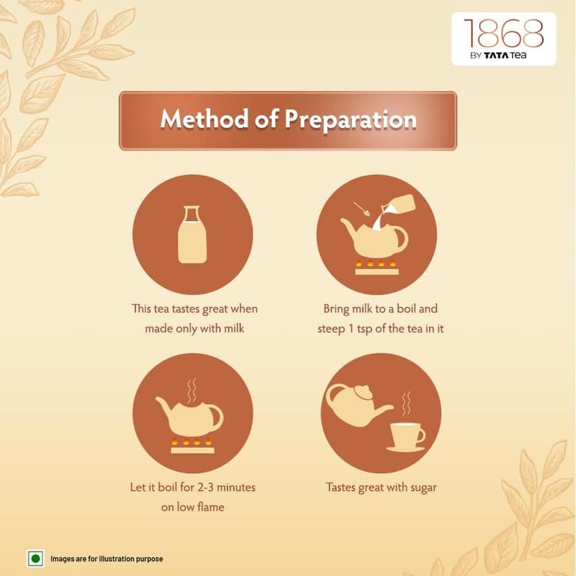 1868 by Tata Tea Dessert Chai | 50g | Black Tea with Spice | Sweet & Rich Flavours of Kesar Pista | Floating Aroma of Cardamom view 3