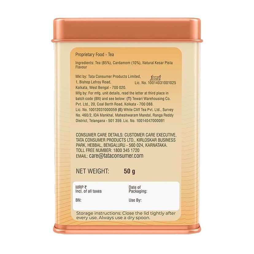 1868 by Tata Tea Dessert Chai | 50g | Black Tea with Spice | Sweet & Rich Flavours of Kesar Pista | Floating Aroma of Cardamom view 4