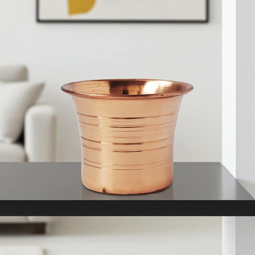 Copper Panchpatra No. 1 ? Holy Water Pot for Pooja & Rituals, Height : 2 Inch (ZMAS305 B)
