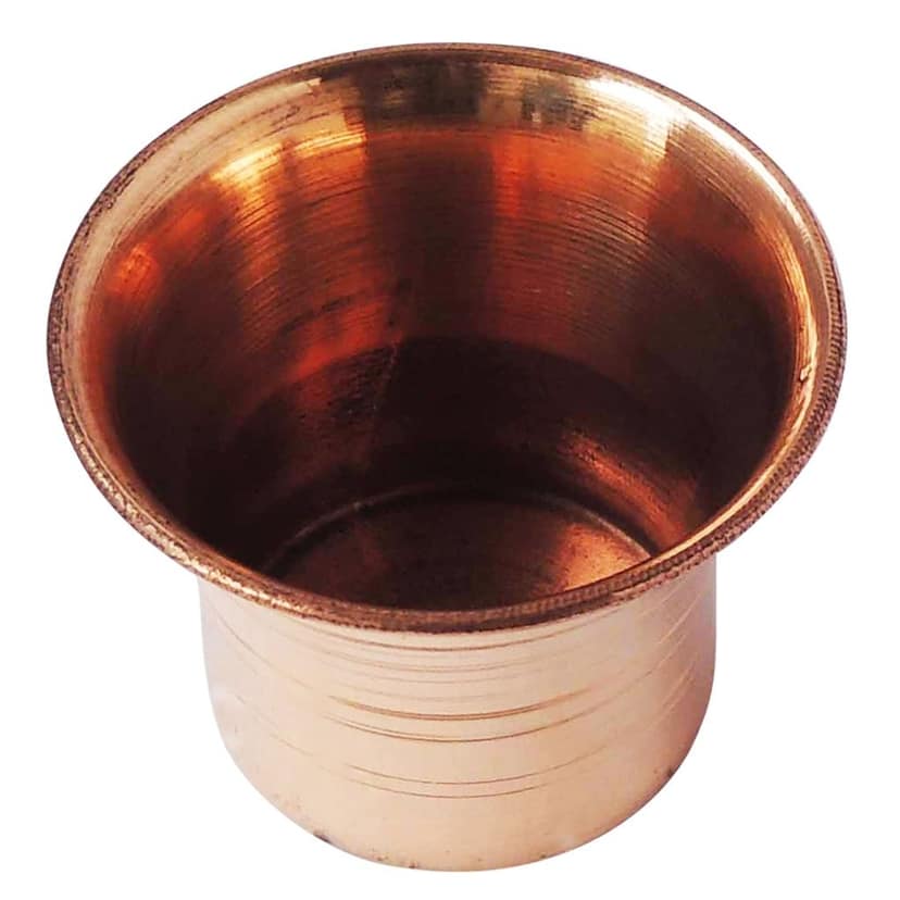 Copper Panchpatra No. 1 ? Holy Water Pot for Pooja & Rituals, Height : 2 Inch (ZMAS305 B) view 3